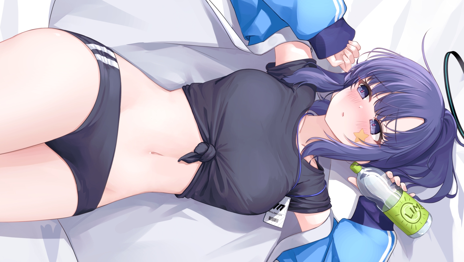 bloomers, blue_archive, blush, daran9, drink, gym_uniform, halo, hayase_yuuka