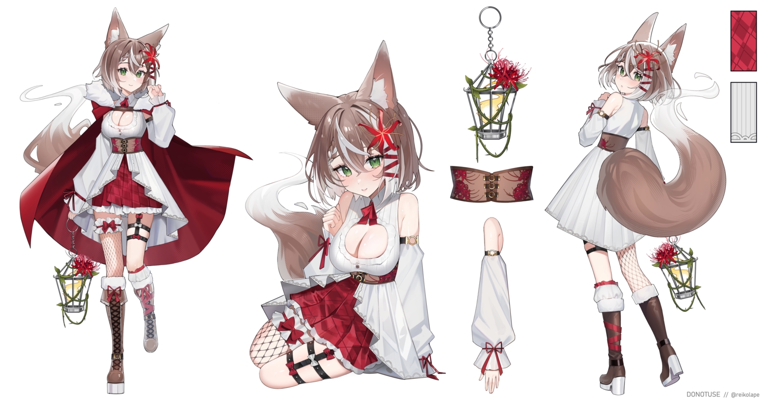 animal_ears, blush, boots, bow, braids, breasts, brown_hair, cape