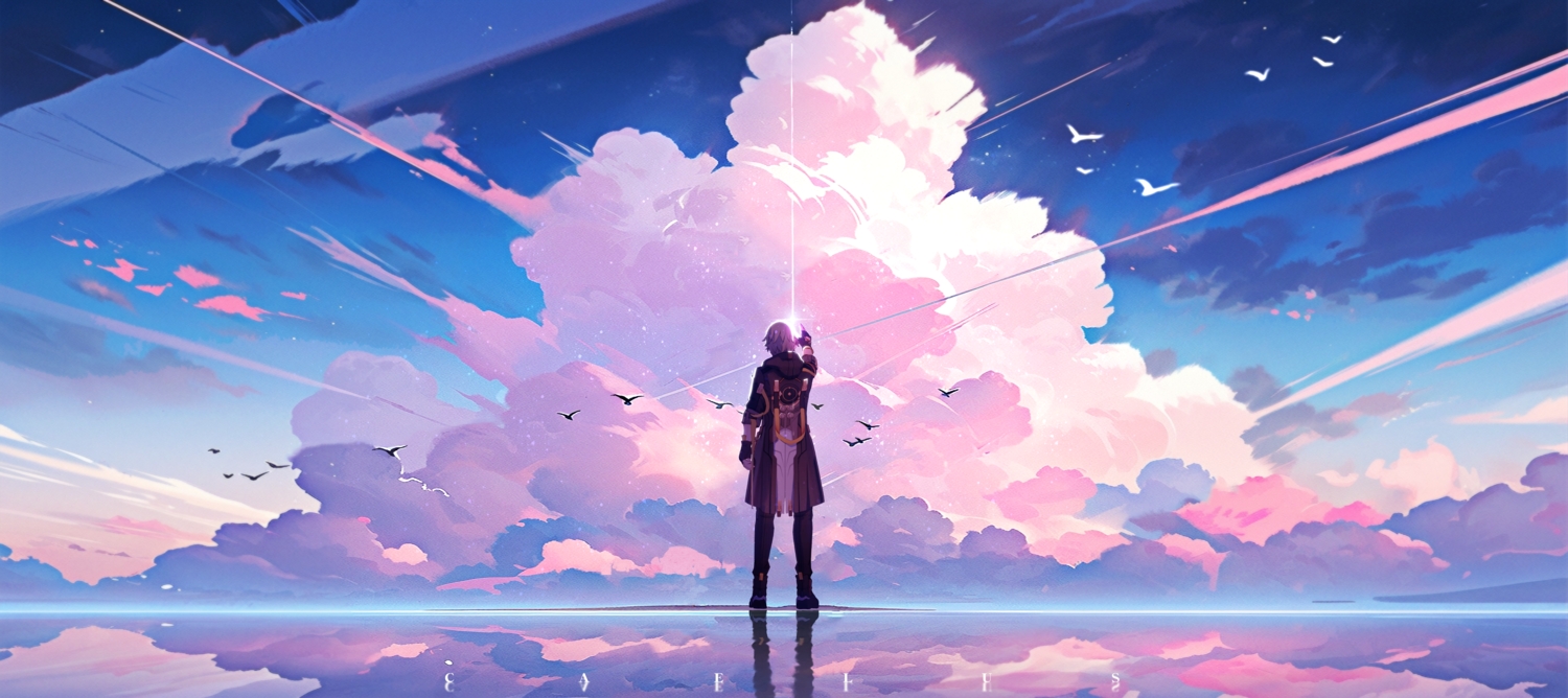 all_male, caelus_(honkai:_star_rail), clouds, gloves, gray_hair, honkai_(series), honkai:_star_rail, hood