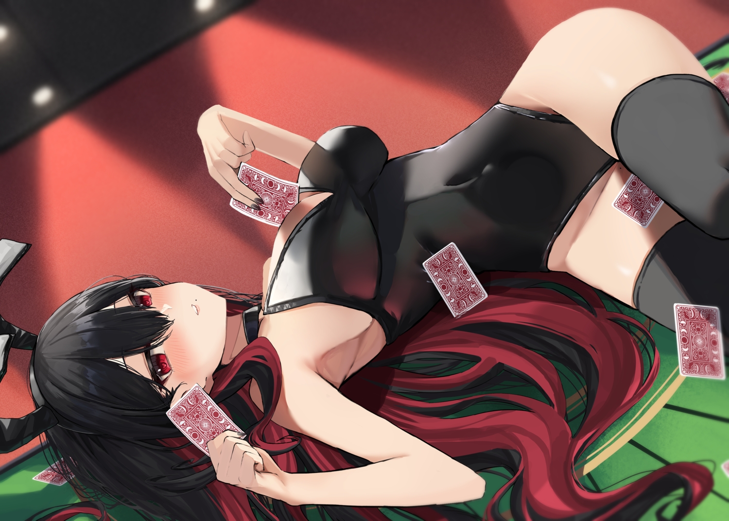 amane_sora, animal_ears, black_hair, blush, breasts, bunny_ears, bunnygirl, choker