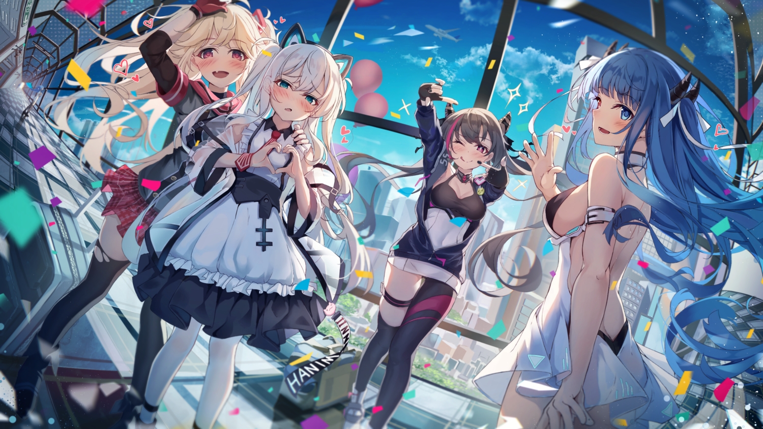 animal_ears, anthropomorphism, aqua_eyes, ass, azur_lane, bicolored_eyes, black_hair, blonde_hair