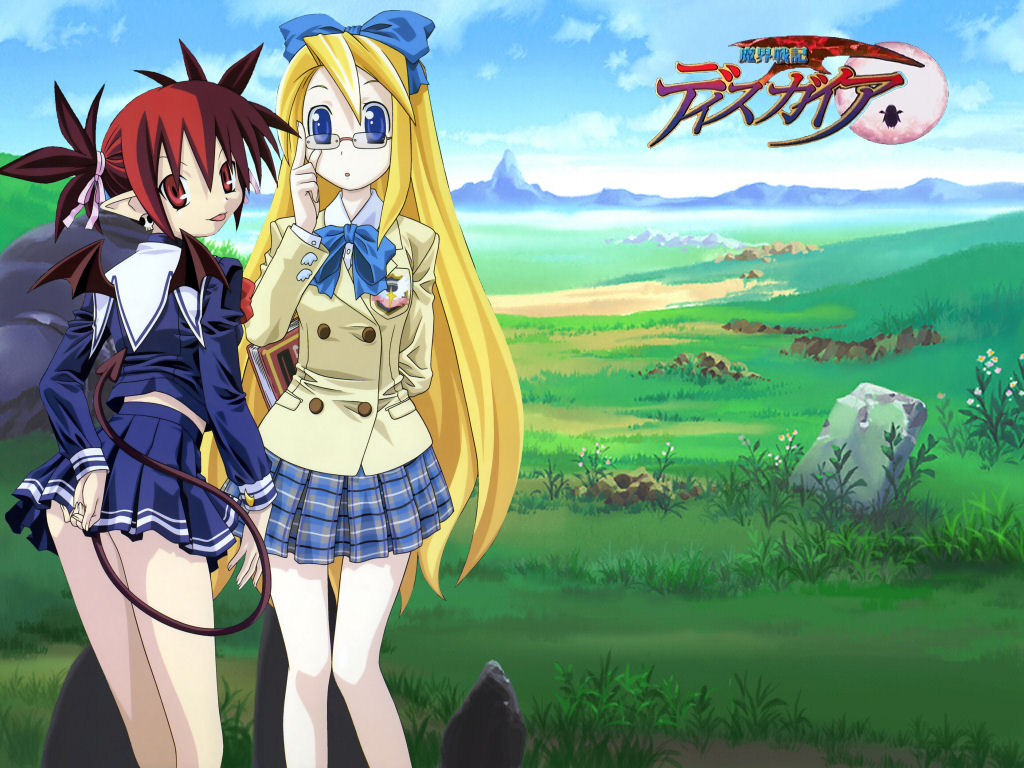 demon, disgaea, etna, flonne, pointed_ears, school_uniform, succubus, tail