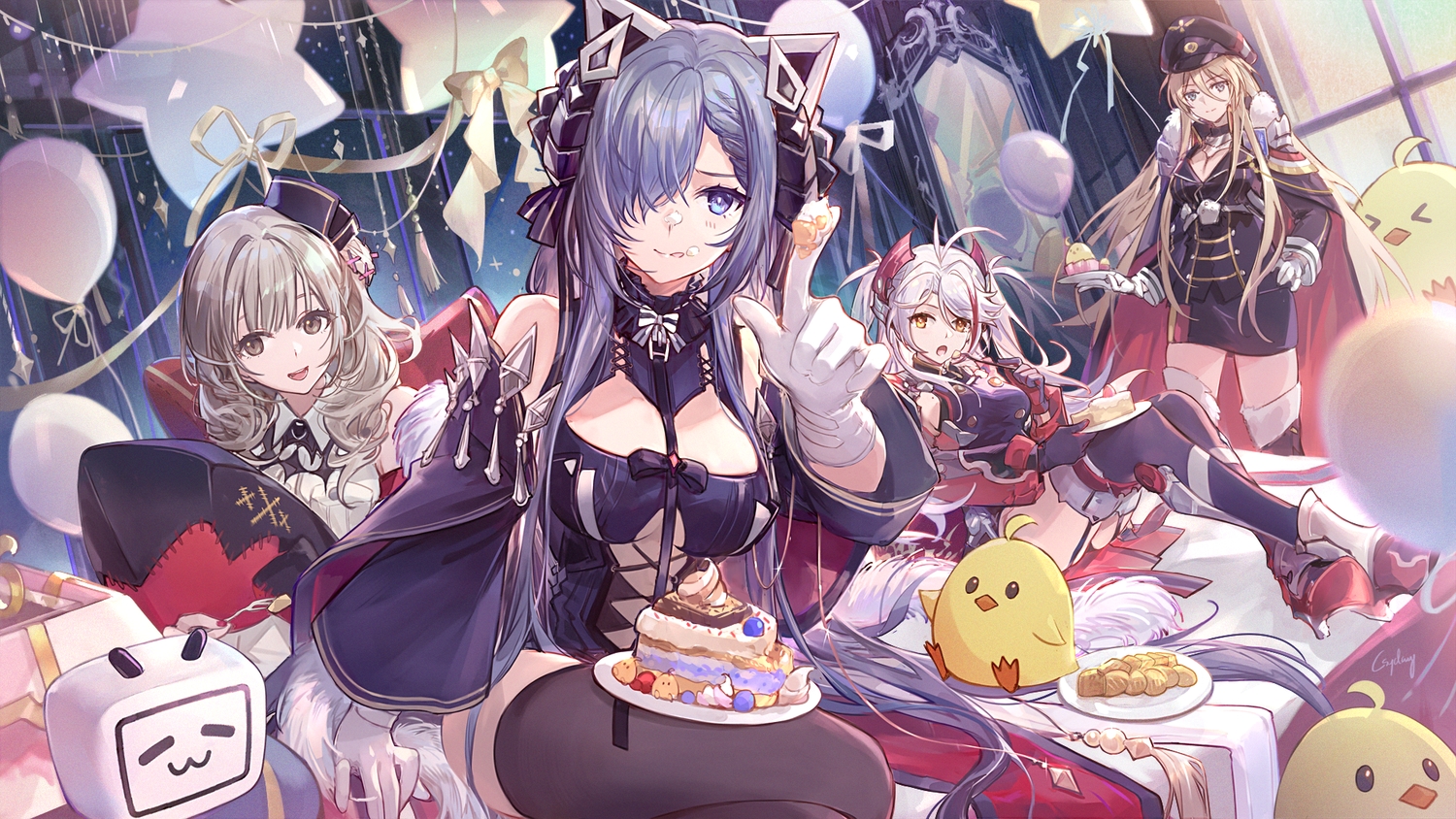 animal, anthropomorphism, august_von_parseval_(azur_lane), azur_lane, bili_bili_douga, bird, bismarck_(azur_lane), blonde_hair