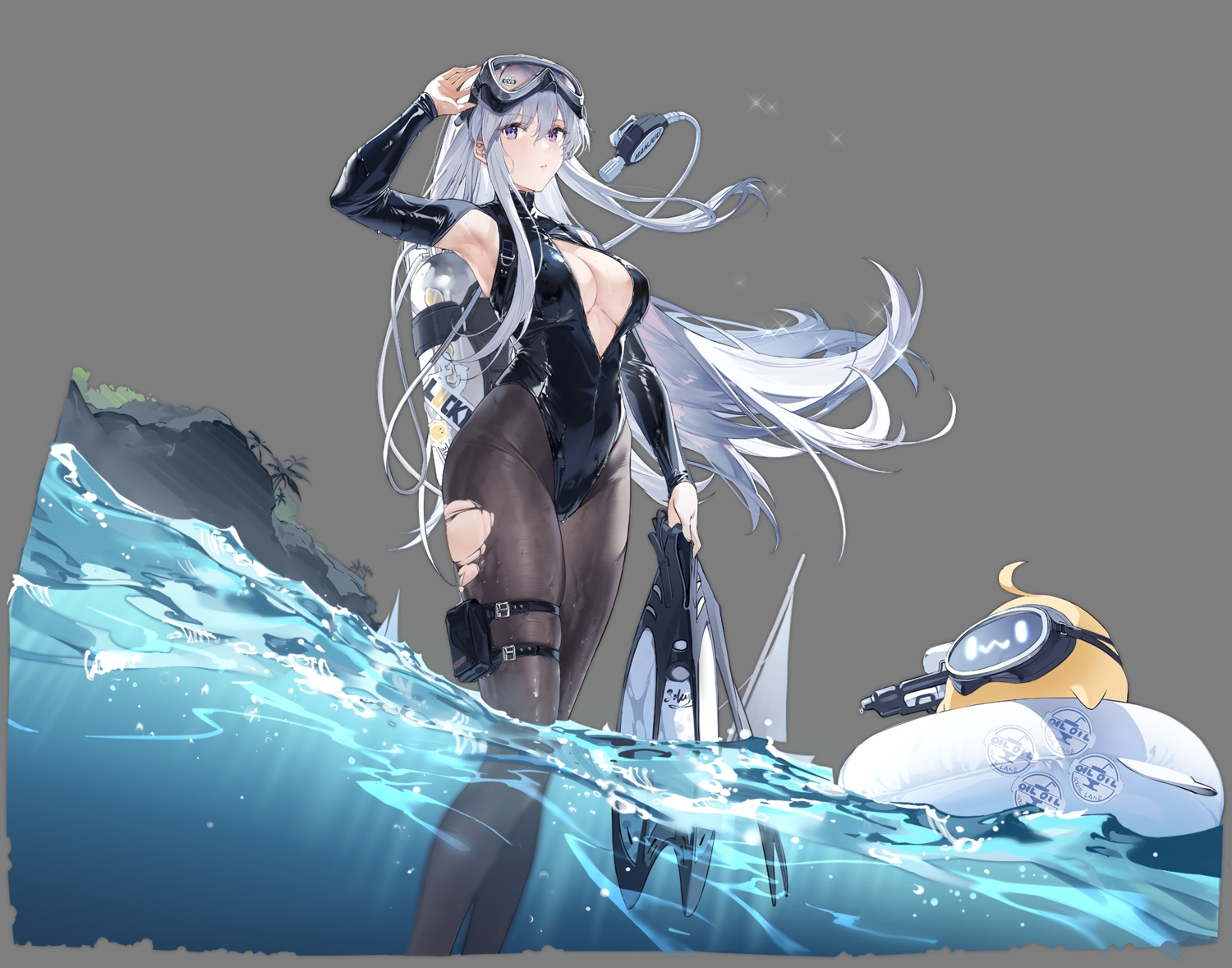 animal, anthropomorphism, azur_lane, bird, breasts, cleavage, enterprise_(azur_lane), garter