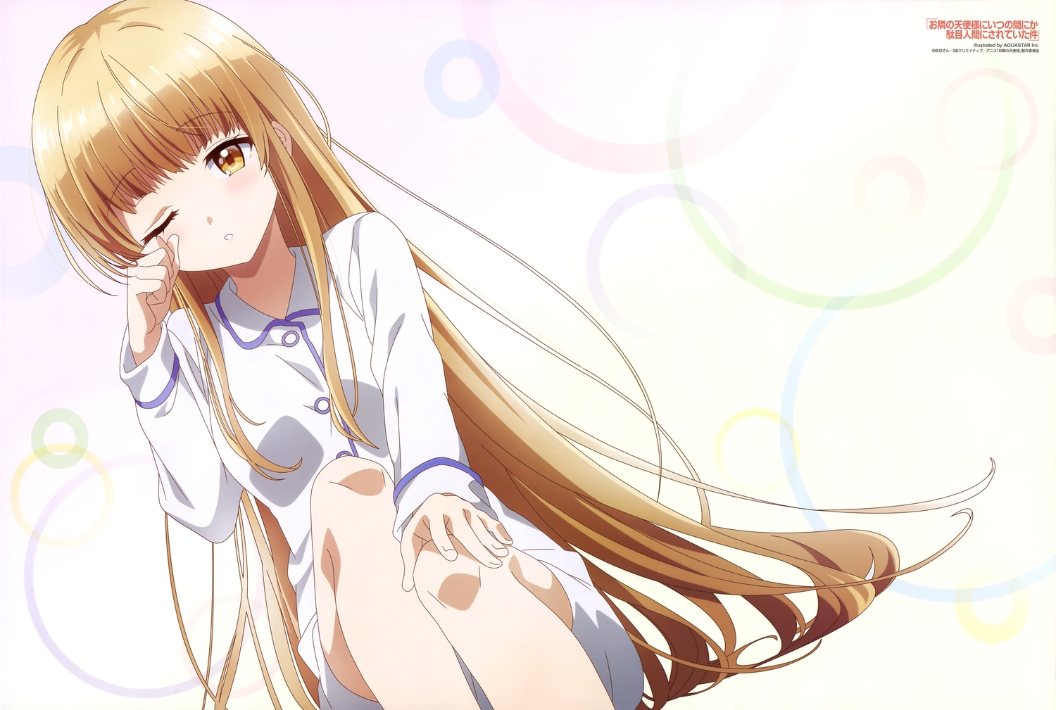 aquastar_inc., brown_eyes, brown_hair, dress, jpeg_artifacts, long_hair, otonari_no_tenshi_sama_ni_itsunomanika_dame_ningen_ni_sareteita_ken, scan