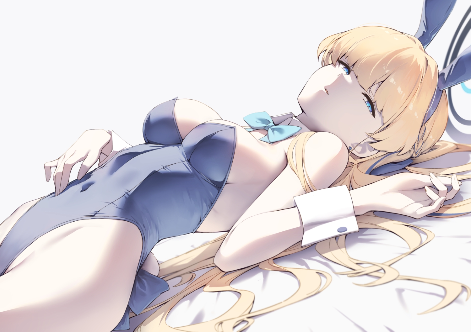 animal_ears, asuma_toki, blonde_hair, blue_archive, blue_eyes, bow, braids, breasts