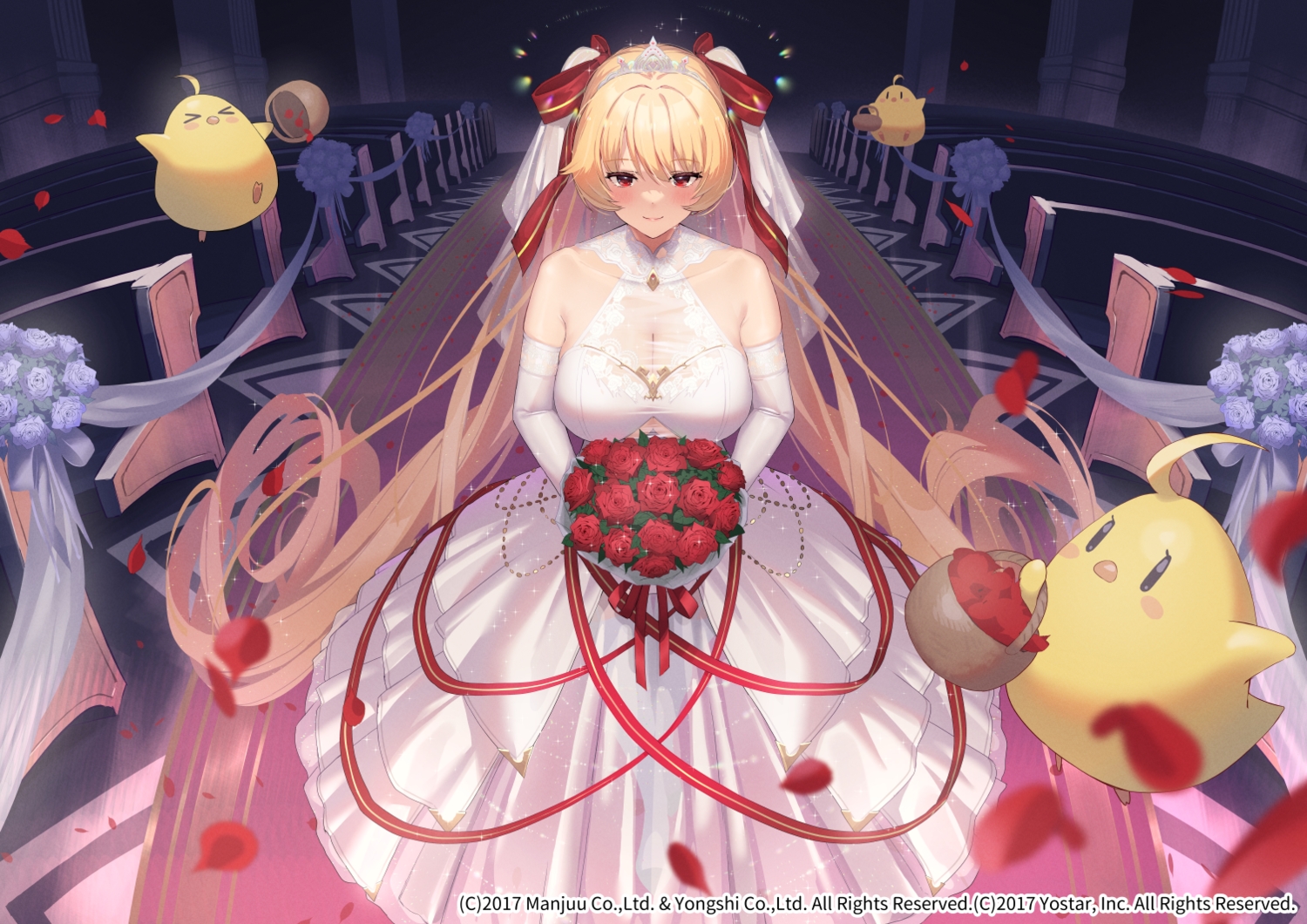 animal, anthropomorphism, azur_lane, batsu, bird, blonde_hair, blush, bow