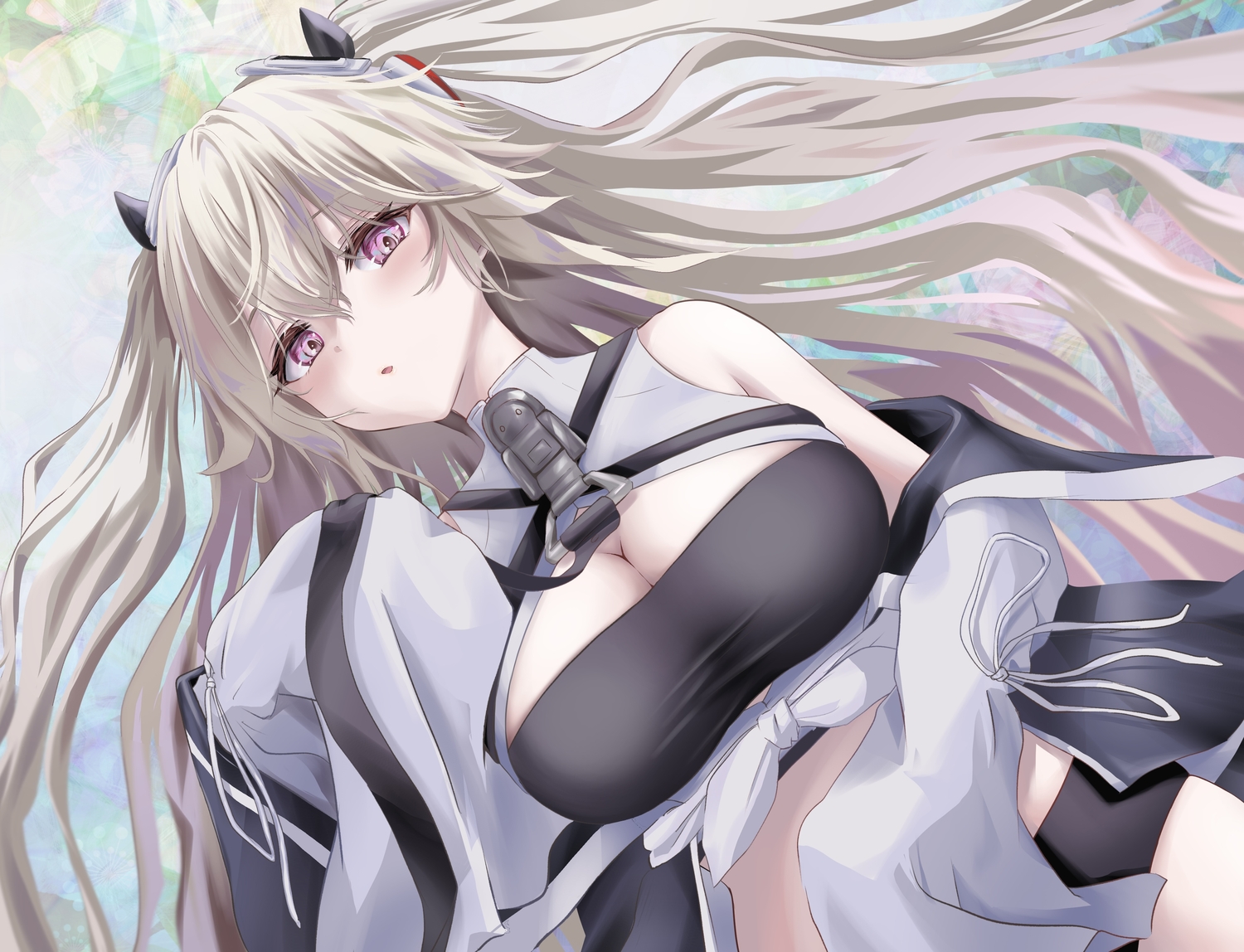 anchorage_(azur_lane), anthropomorphism, azur_lane, blonde_hair, breasts, cleavage, close, long_hair
