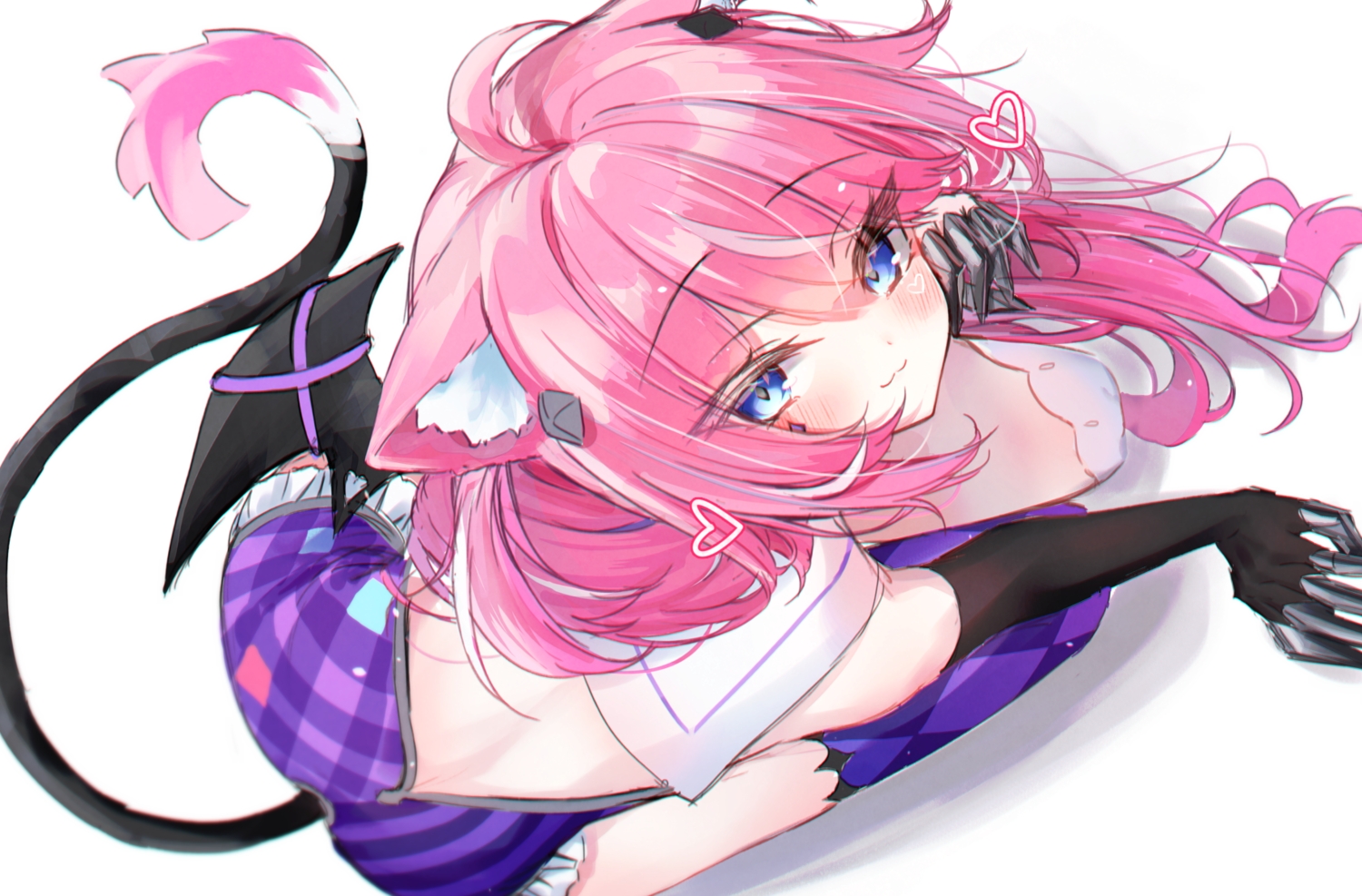 animal_ears, beliatan, blue_eyes, blush, catgirl, elbow_gloves, gloves, heart