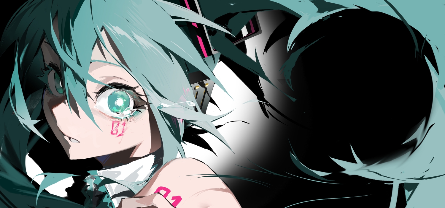 aqua_eyes, aqua_hair, close, hatsune_miku, jiuyesang, tears, vocaloid
