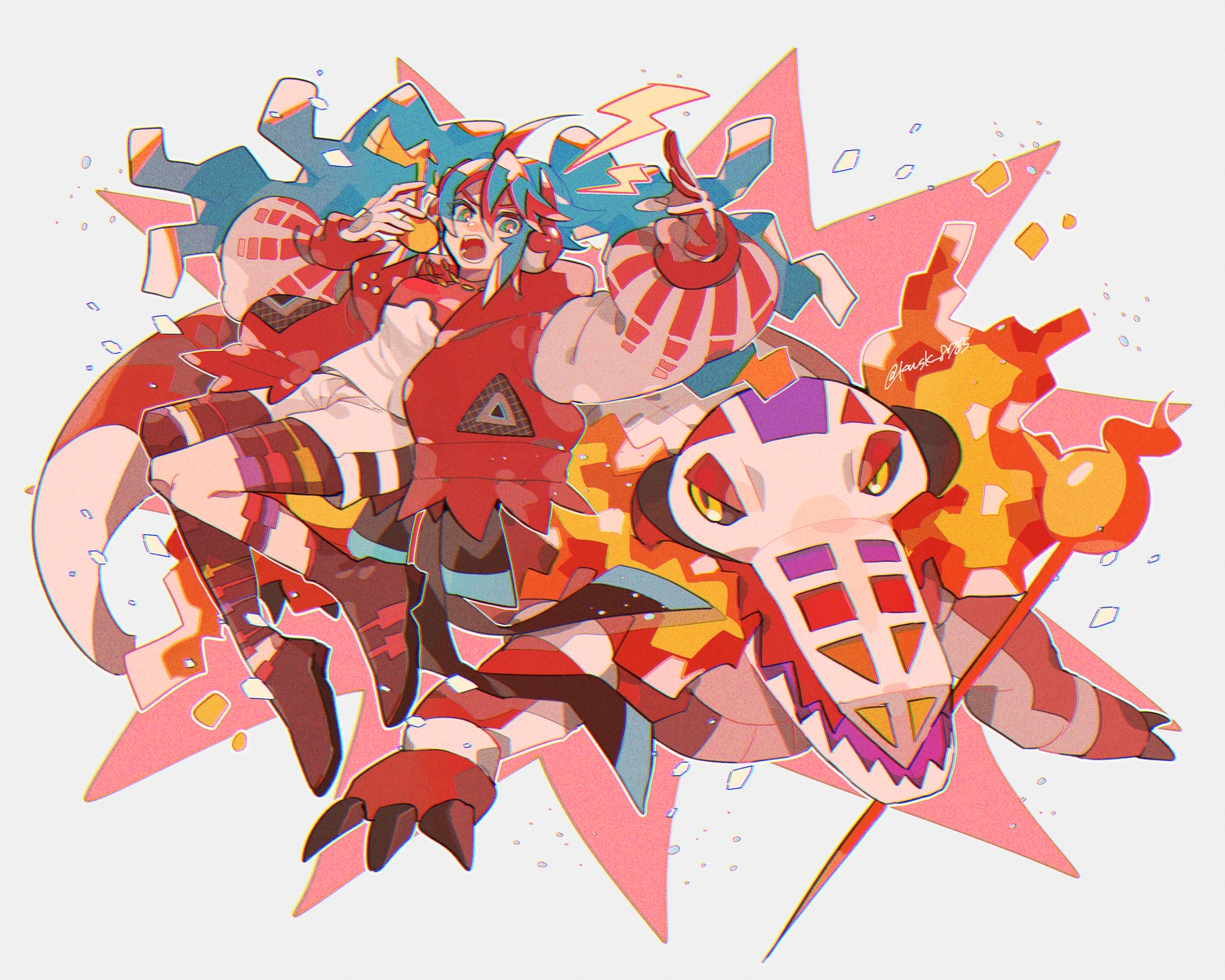 blue_eyes, blue_hair, fire, fire_miku_(project_voltage), gloves, hatsune_miku, kawasaki_(kwsk_8765), long_hair