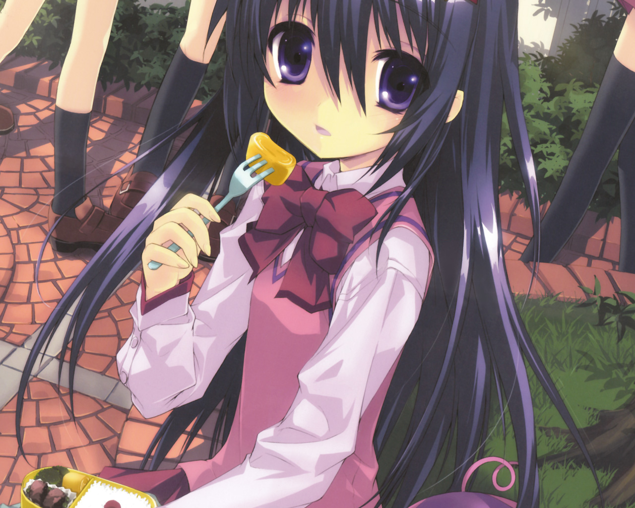 black_hair, blue_eyes, food, goto_nao, long_hair, original