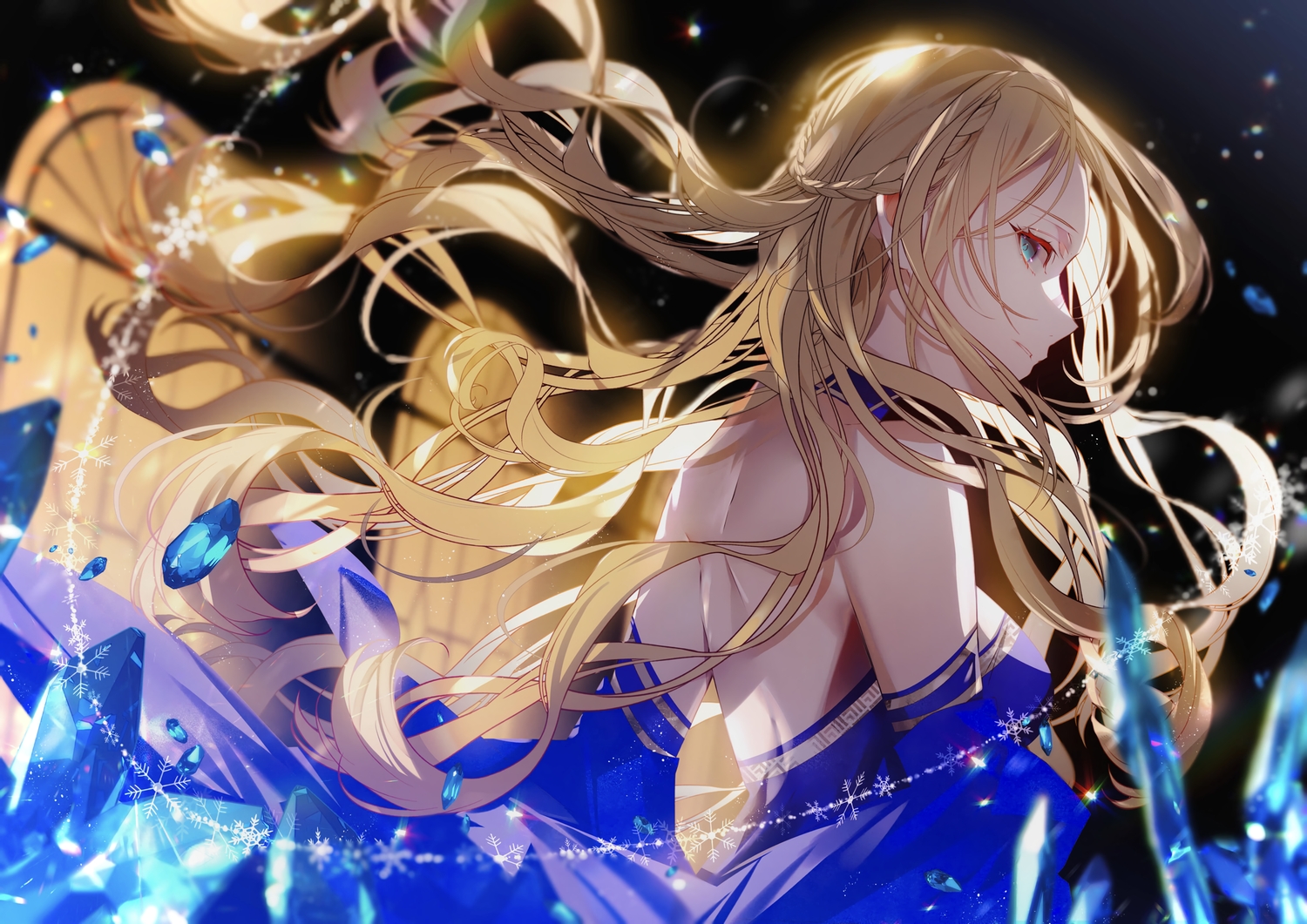 aqua_eyes, blonde_hair, braids, brown_dust, brown_dust_2, close, cynthia_(brown_dust), long_hair, mosuchippu-ou, pointed_ears
