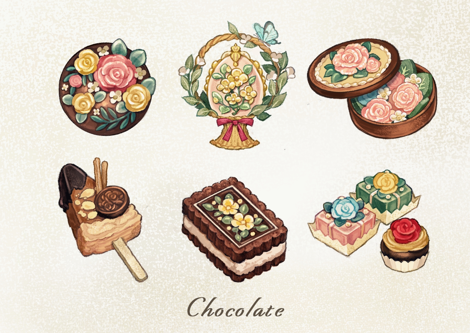candy, chocolate, flowers, no_humans, original, rose, somemachi