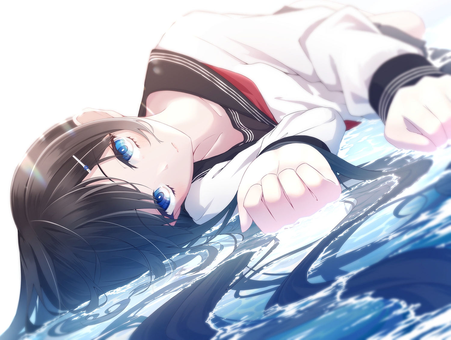 blue_eyes, blush, brown_hair, close, long_hair, original, oriuo_q, school_uniform
