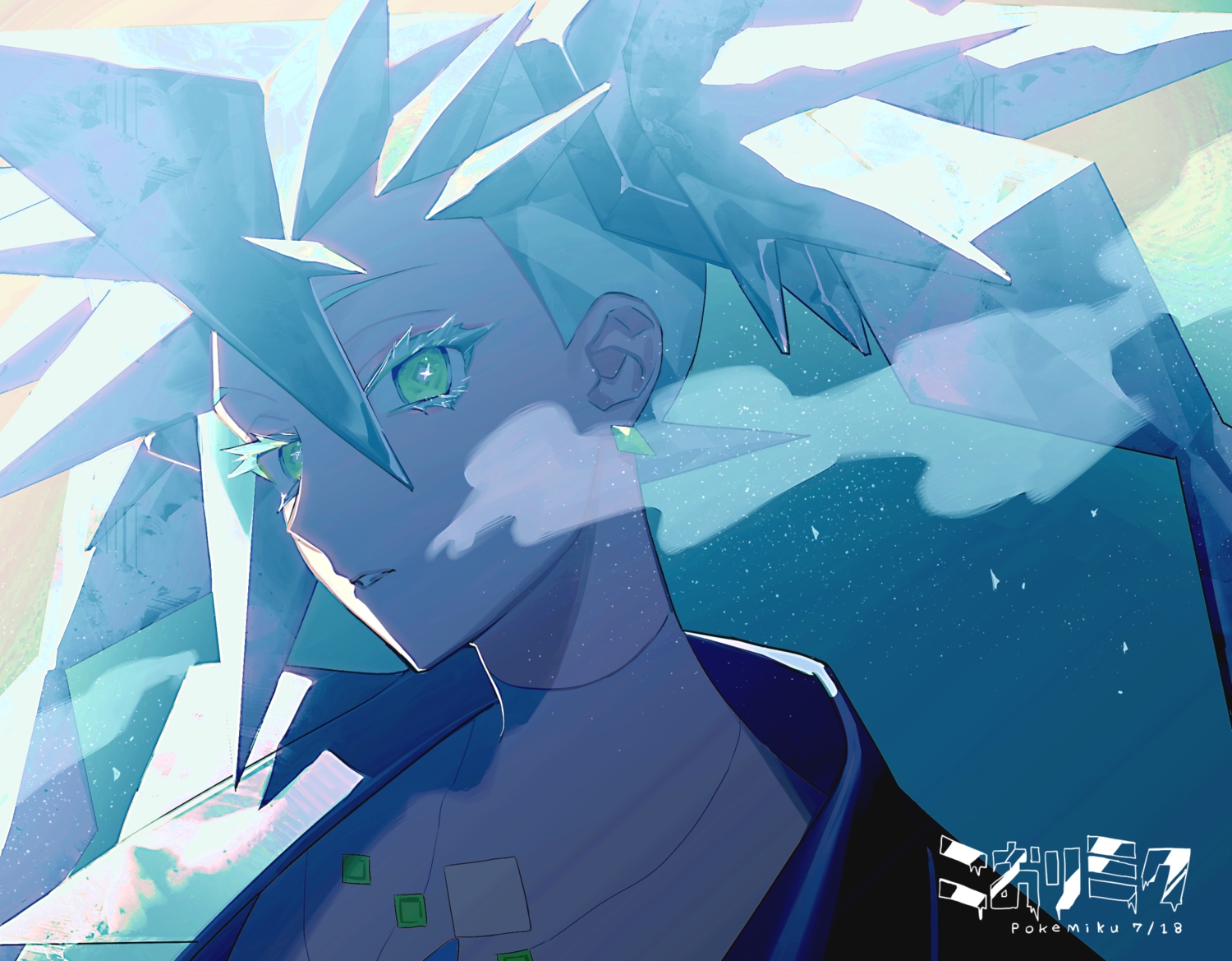 blue, blue_hair, close, green_eyes, hatsune_miku, ice_miku_(project_voltage), isamu, long_hair