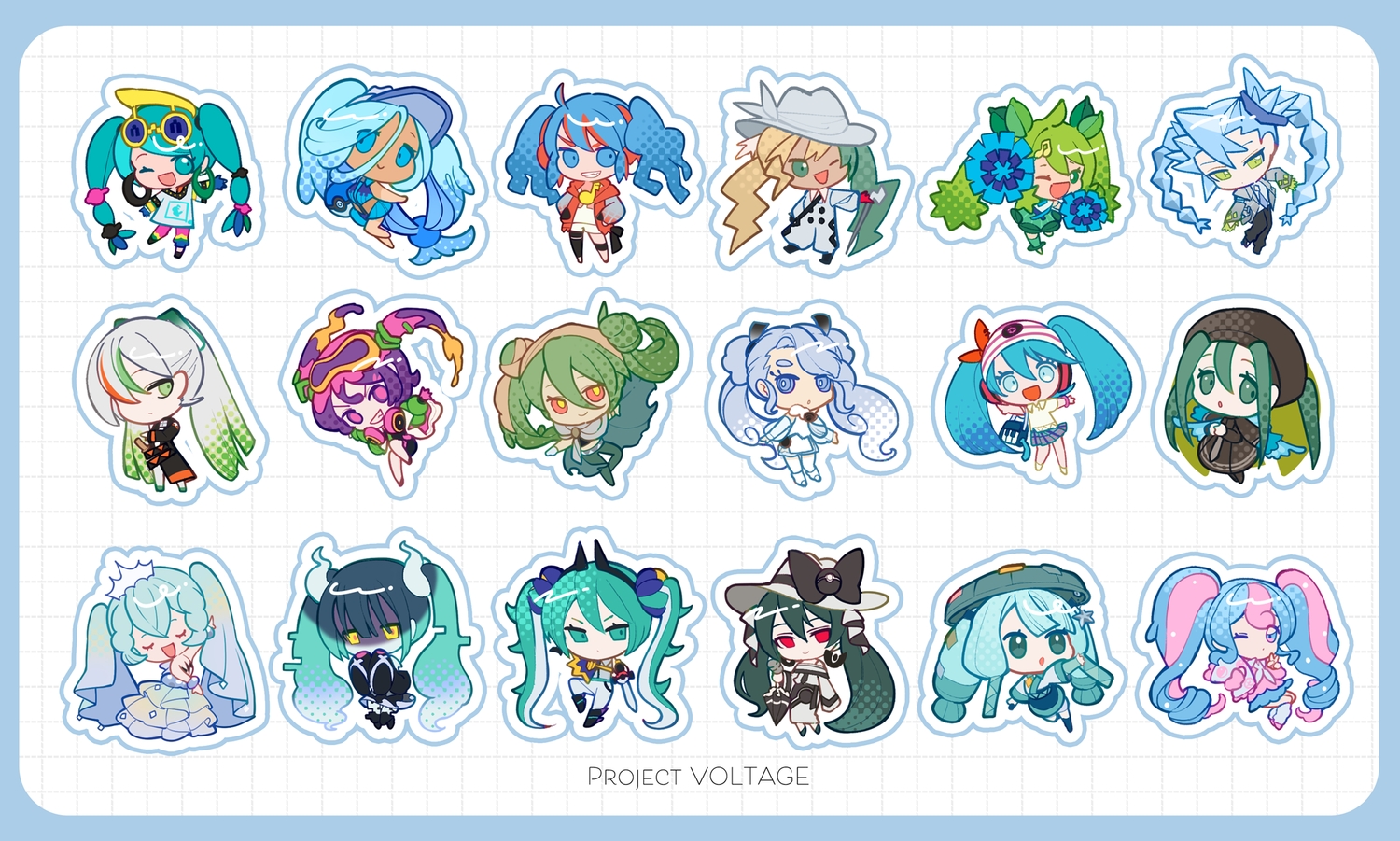 bug_miku_(project_voltage), chibi, dark_miku_(project_voltage), dragon_miku_(project_voltage), electric_miku_(project_voltage), fairy_miku_(project_voltage), fighting_miku_(project_voltage), fire_miku_(project_voltage), flying_miku_(project_voltage), ghost_miku_(project_voltage), grass_miku_(project_voltage), ground_miku_(project_voltage), group, gyuhwa, hat, hatsune_miku, ice_miku_(project_voltage), normal_miku_(project_voltage), poison_miku_(project_voltage), pokemon, project_voltage, psychic_miku_(project_voltage), rock_miku_(project_voltage), steel_miku_(project_voltage), twintails, vocaloid, water_miku_(project_voltage)