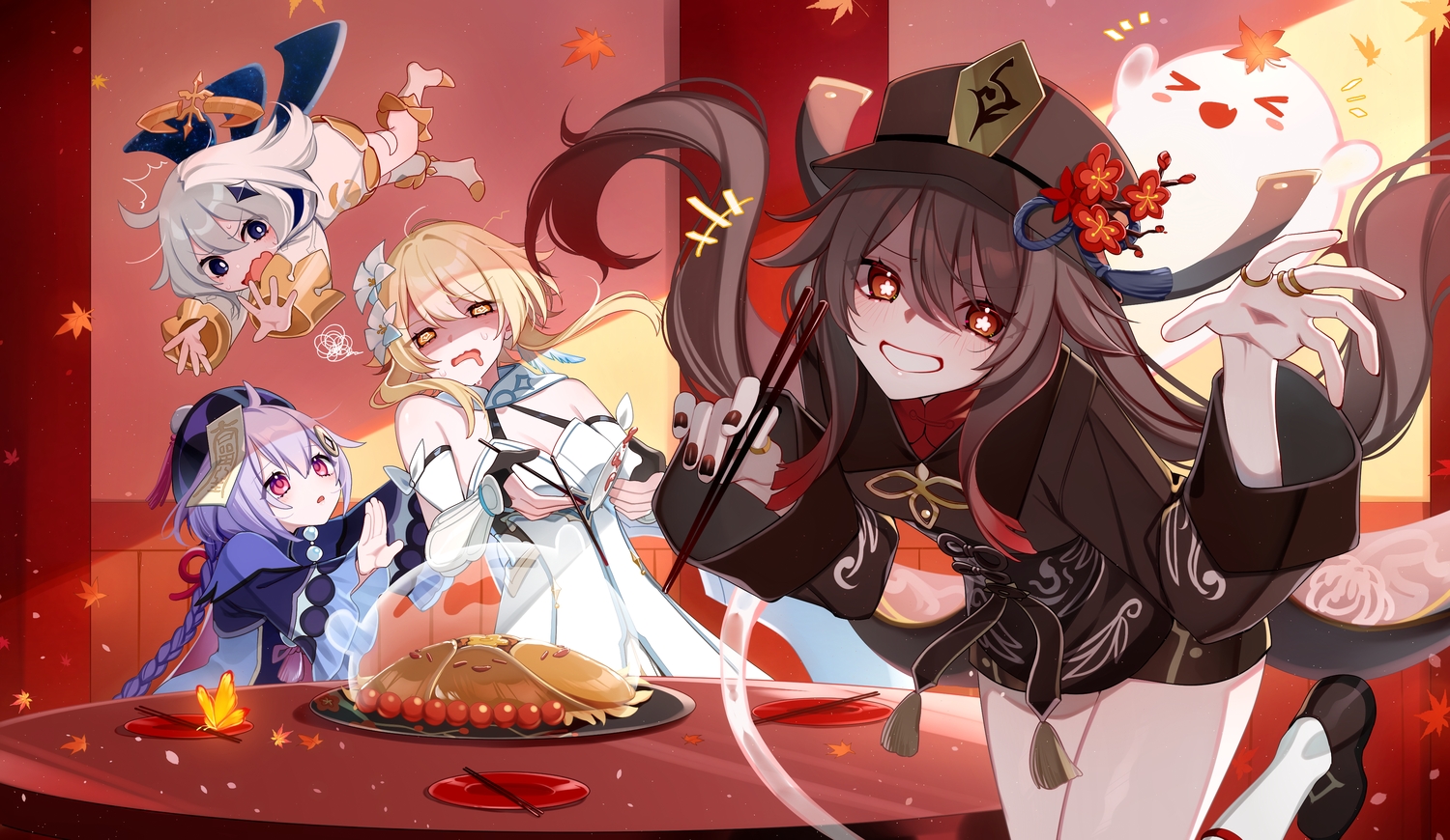 black_hair, blonde_hair, blue_eyes, blush, braids, chinese_clothes, chinese_dress, dress