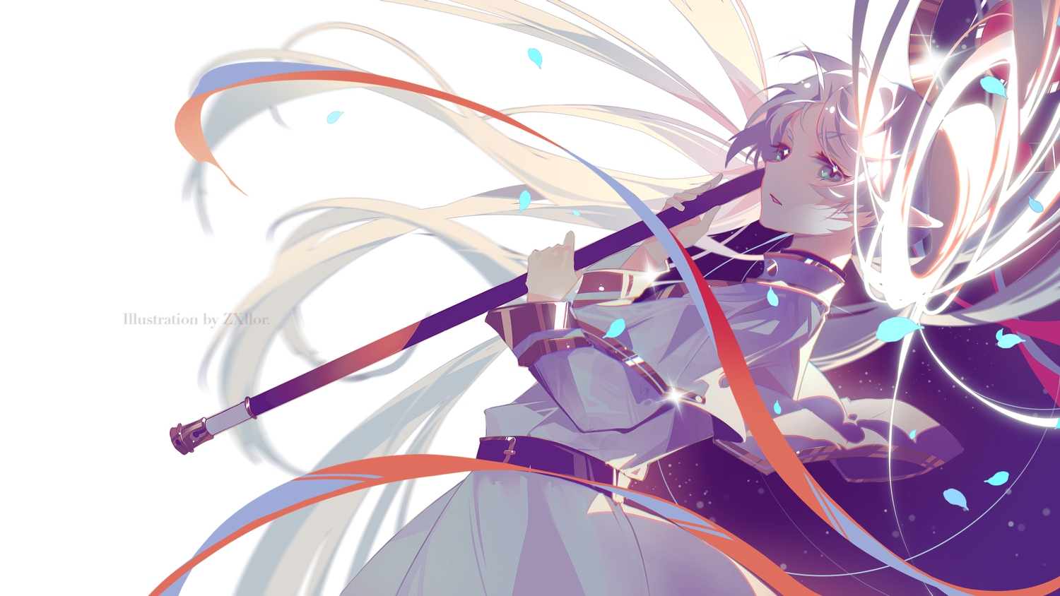 dress, frieren, gray_hair, green_eyes, long_hair, pointed_ears, sousou_no_frieren, staff
