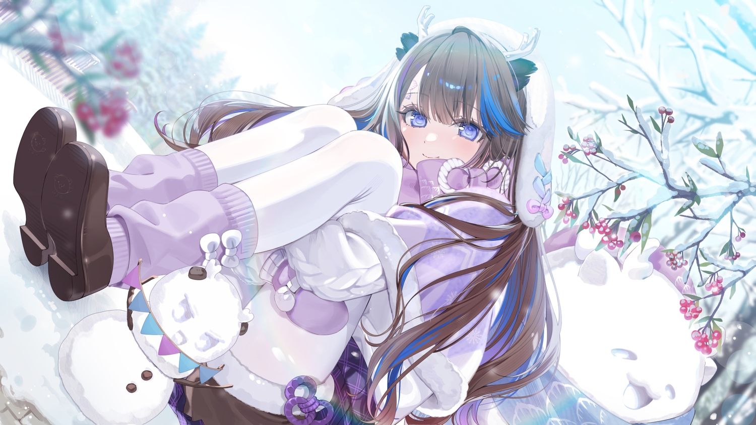 a20_(atsumaru), airi_kanna, animal_ears, brown_hair, gloves, horns, long_hair, pantyhose