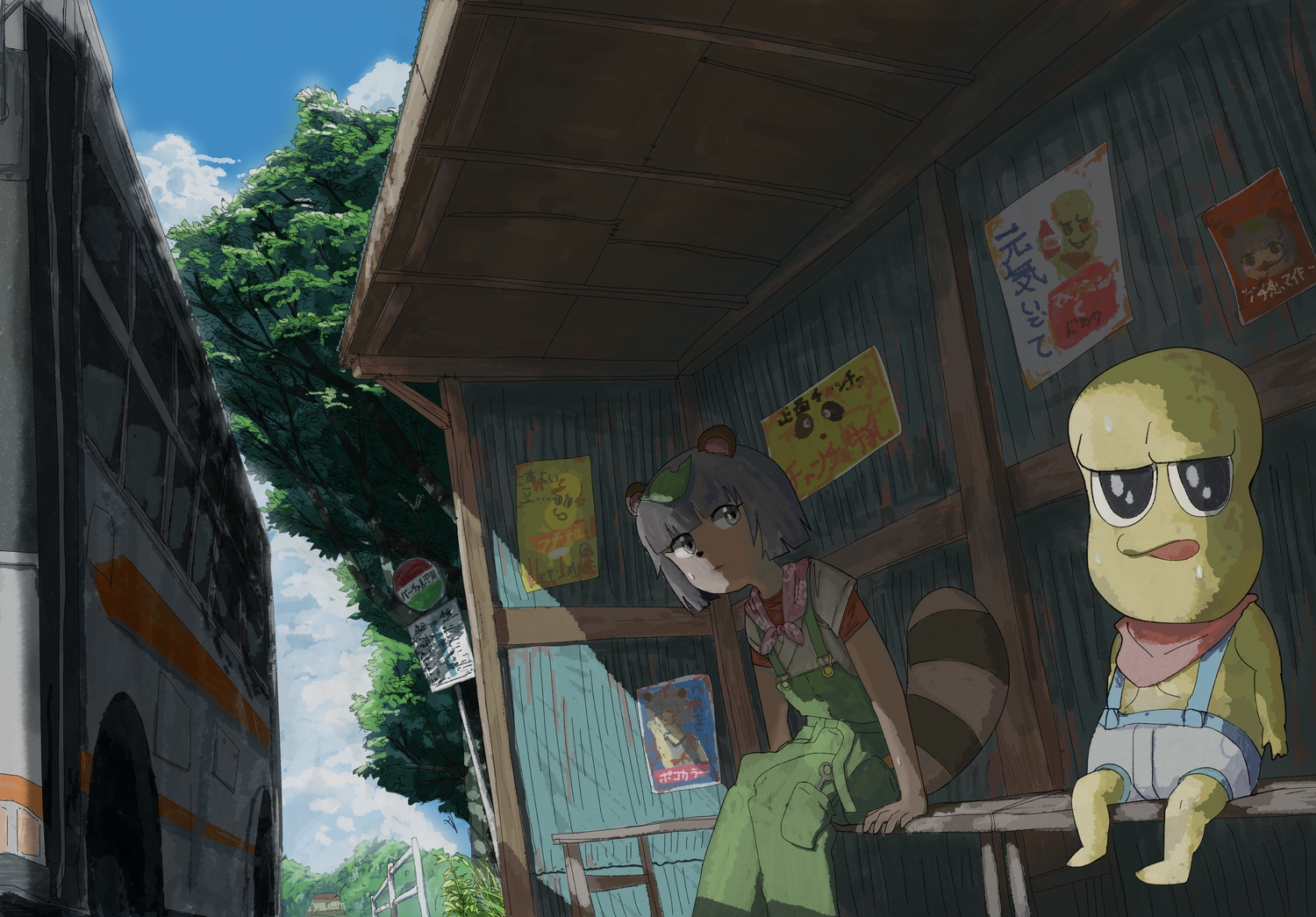 animal_ears, anko1127, car, mode_aim, peanuts-kun, ponpoko_(vtuber), shade, tail