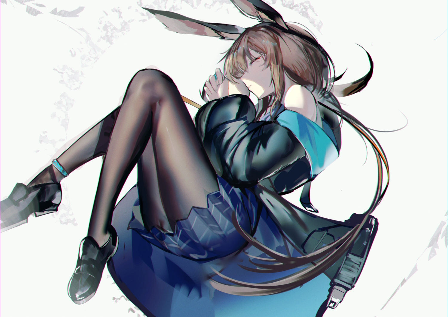 amiya_(arknights), animal_ears, arknights, brown_hair, bunny_ears, bunnygirl, hiyaori_(hiyahiyaval), long_hair