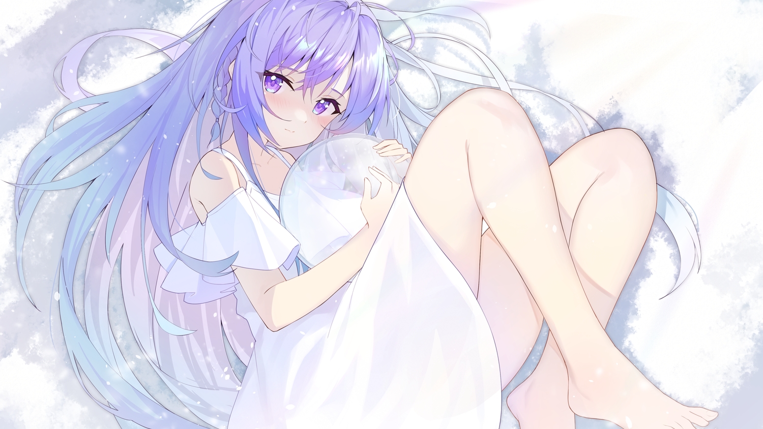 ball, blush, braids, dress, long_hair, original, pu_ht, purple_eyes