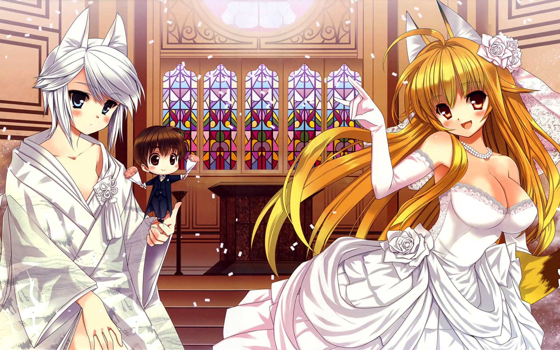 ezomori_nozomu, kanokon, minamoto_chizuru, oyamada_kouta