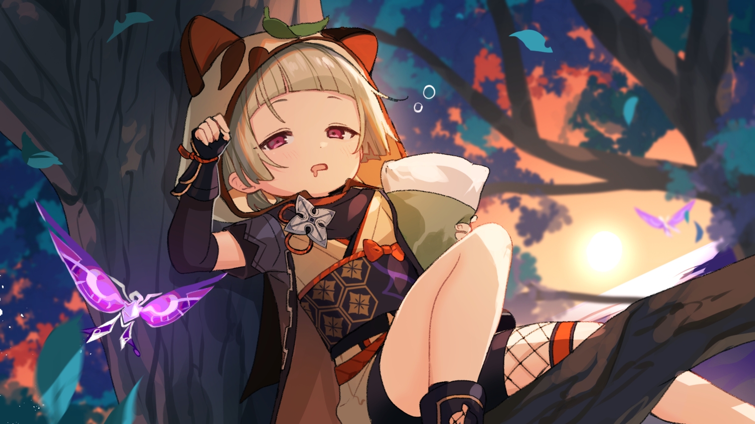 animal_ears, arisuke_(natuyan), armor, bike_shorts, blush, bow, butterfly, elbow_gloves
