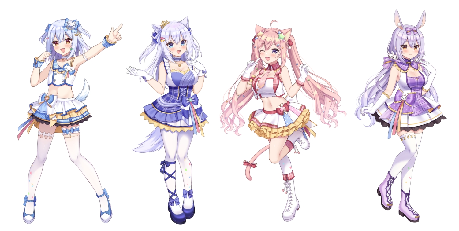 animal_ears, boots, bow, breasts, bunny_ears, bunnygirl, catgirl, cat_smile