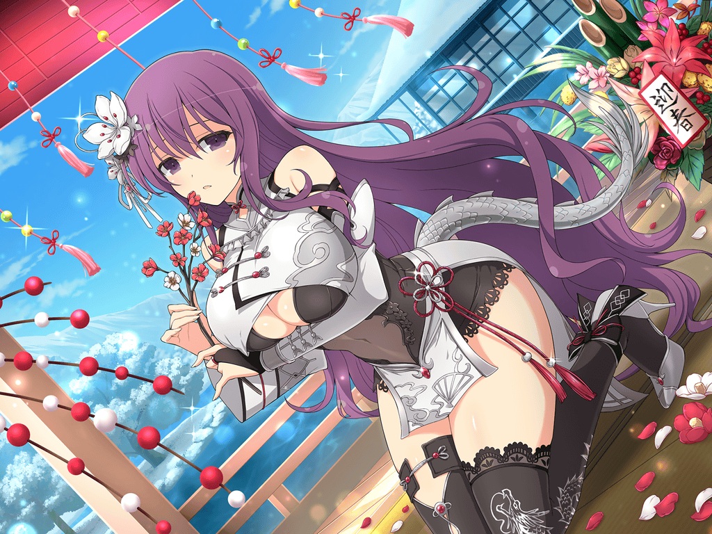 breast_hold, breasts, building, chinese_clothes, chinese_dress, cleavage, clouds, dress