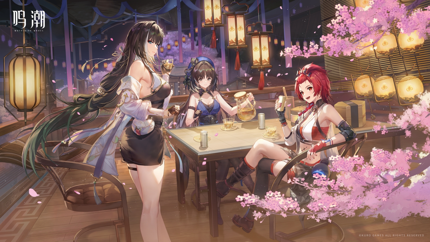 aqua_eyes, bailian_(wuthering_waves), black_hair, boots, bow, braids, breasts, brown_eyes