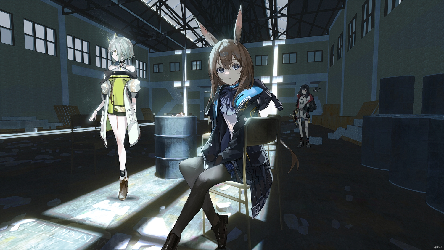 3d, amiya_(arknights), animal_ears, arknights, brown_hair, bunny_ears, bunnygirl, catgirl