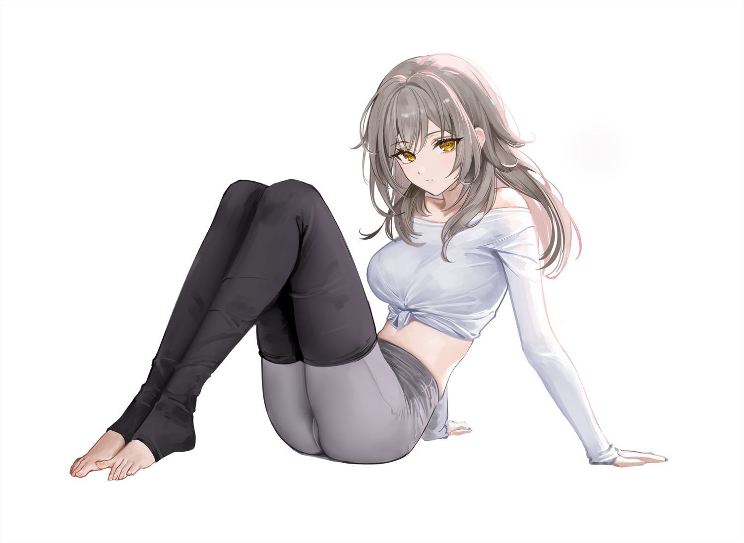 ass, barefoot, gray_hair, honkai_(series), honkai:_star_rail, long_hair, rity, shirt_lift