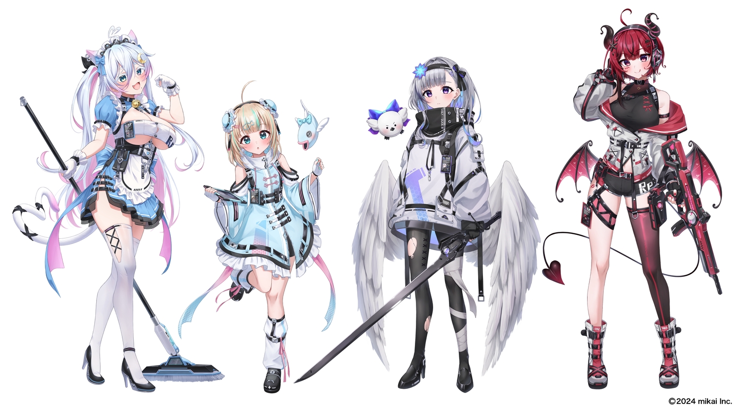 aliasing, animal, animal_ears, apron, aqua_eyes, bandage, bell, bird