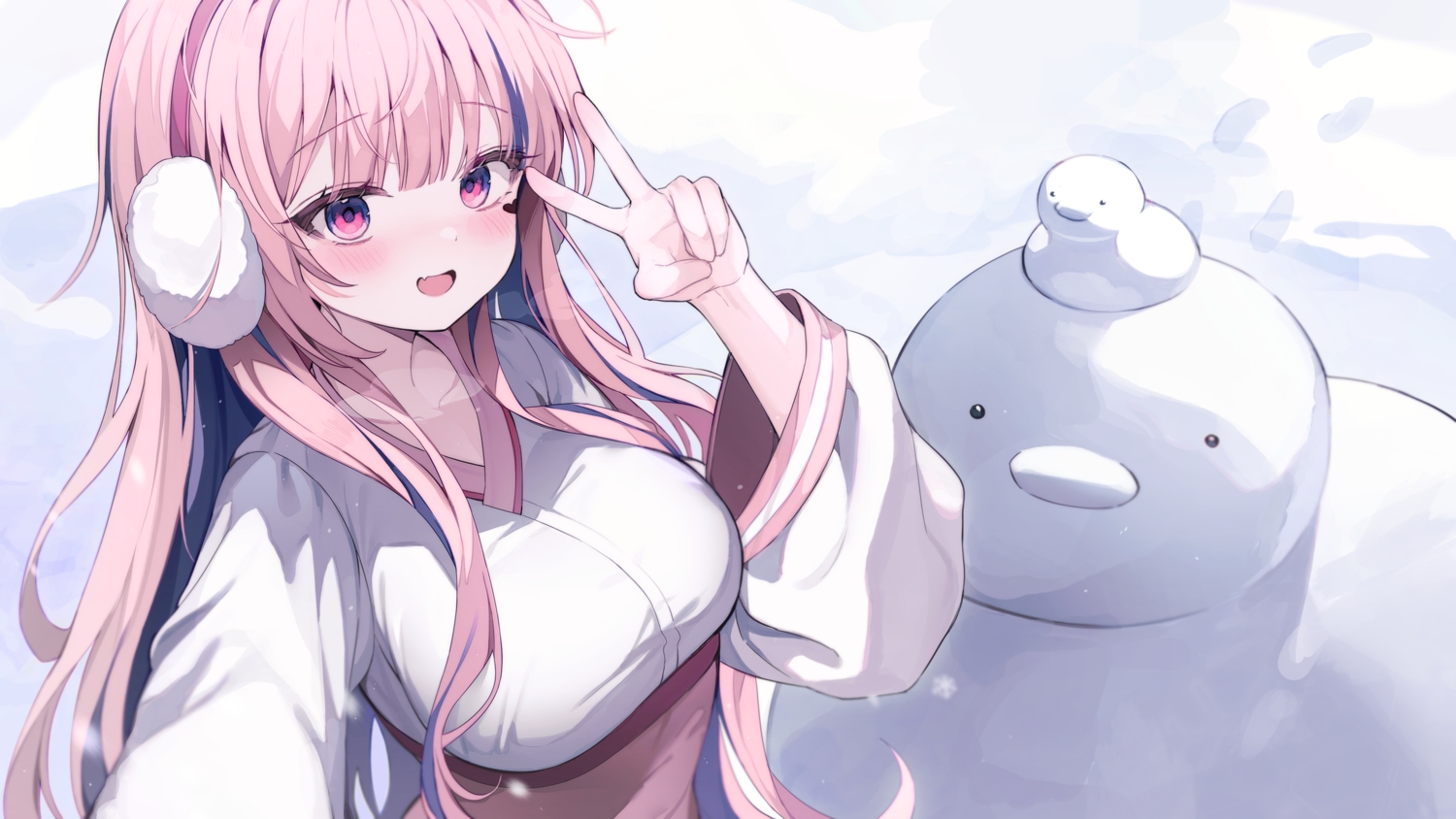 blush, chimyo, close, earmuffs, fang, long_hair, maplestory, pink_eyes