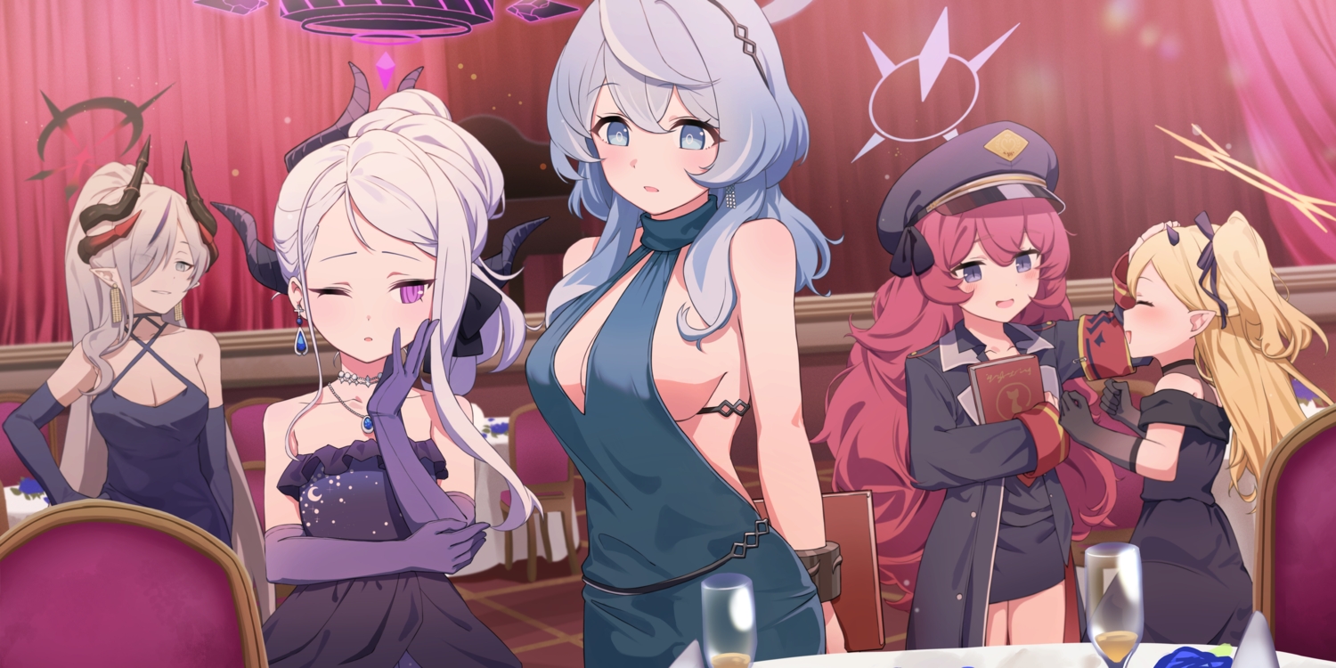 amau_ako, blonde_hair, blue_archive, blue_eyes, blue_hair, blush, breasts, choker