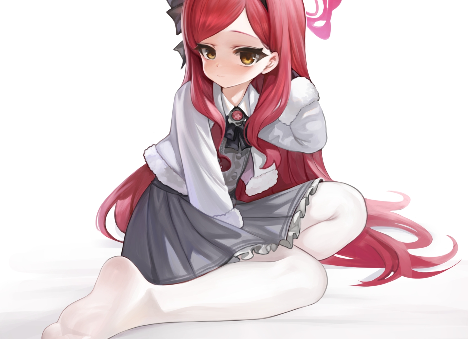 blue_archive, bow, brown_eyes, dokomon, gloves, halo, headband, loli