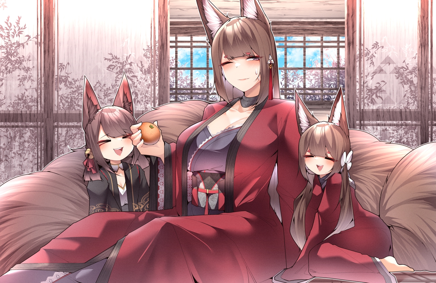 akagi-chan_(azur_lane), amagi_(azur_lane), amagi-chan_(azur_lane), animal_ears, anthropomorphism, azur_lane, barefoot, breasts