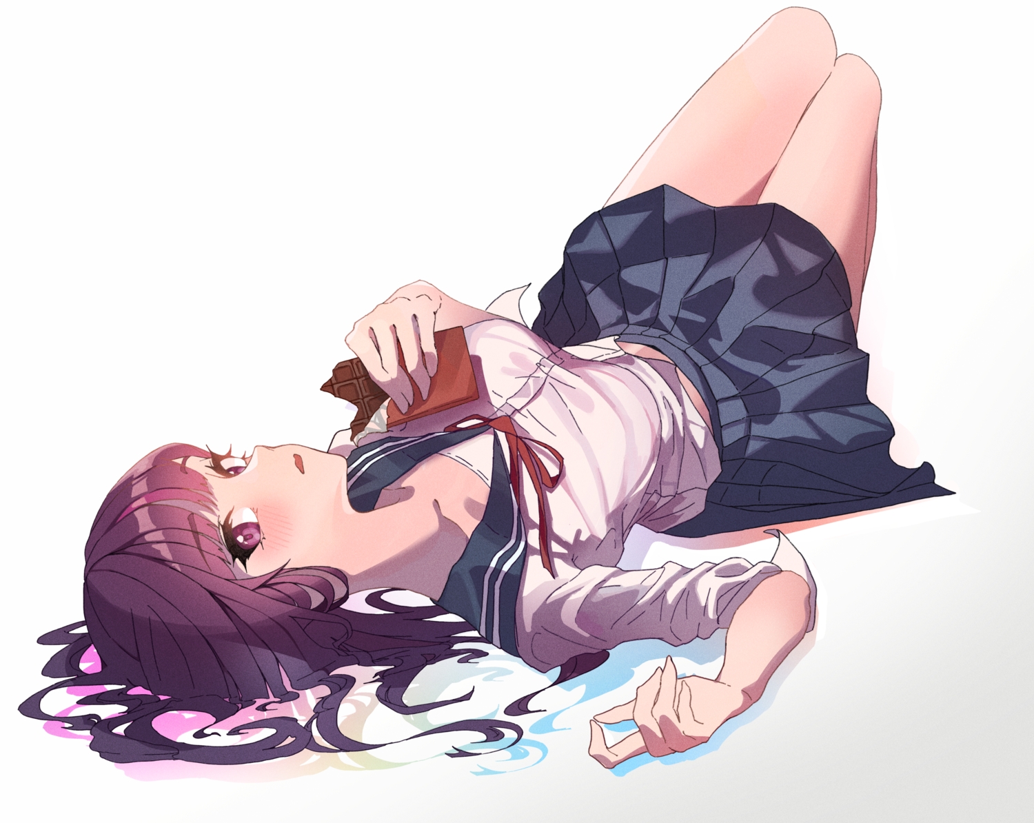 blush, bow, breasts, candy, chocolate, food, greeen_891, jururu
