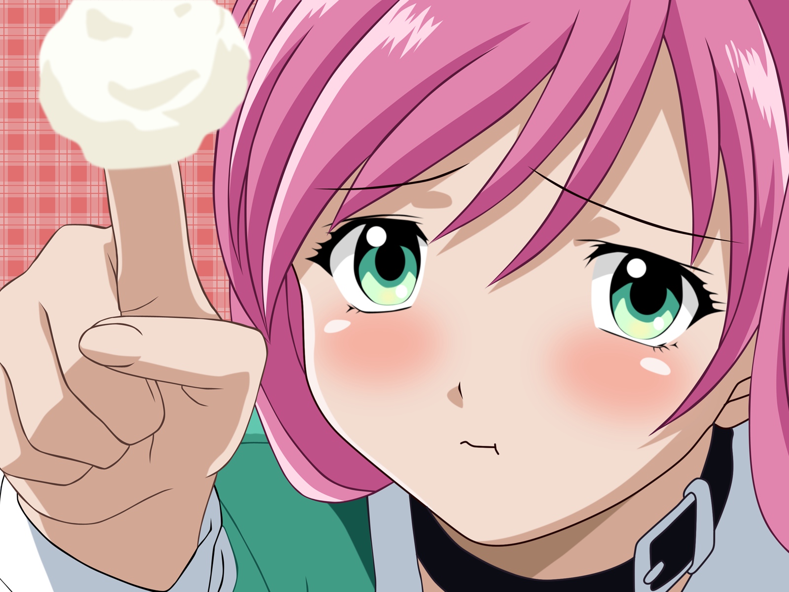 akashiya_moka, green_eyes, pink_hair, rosario+vampire