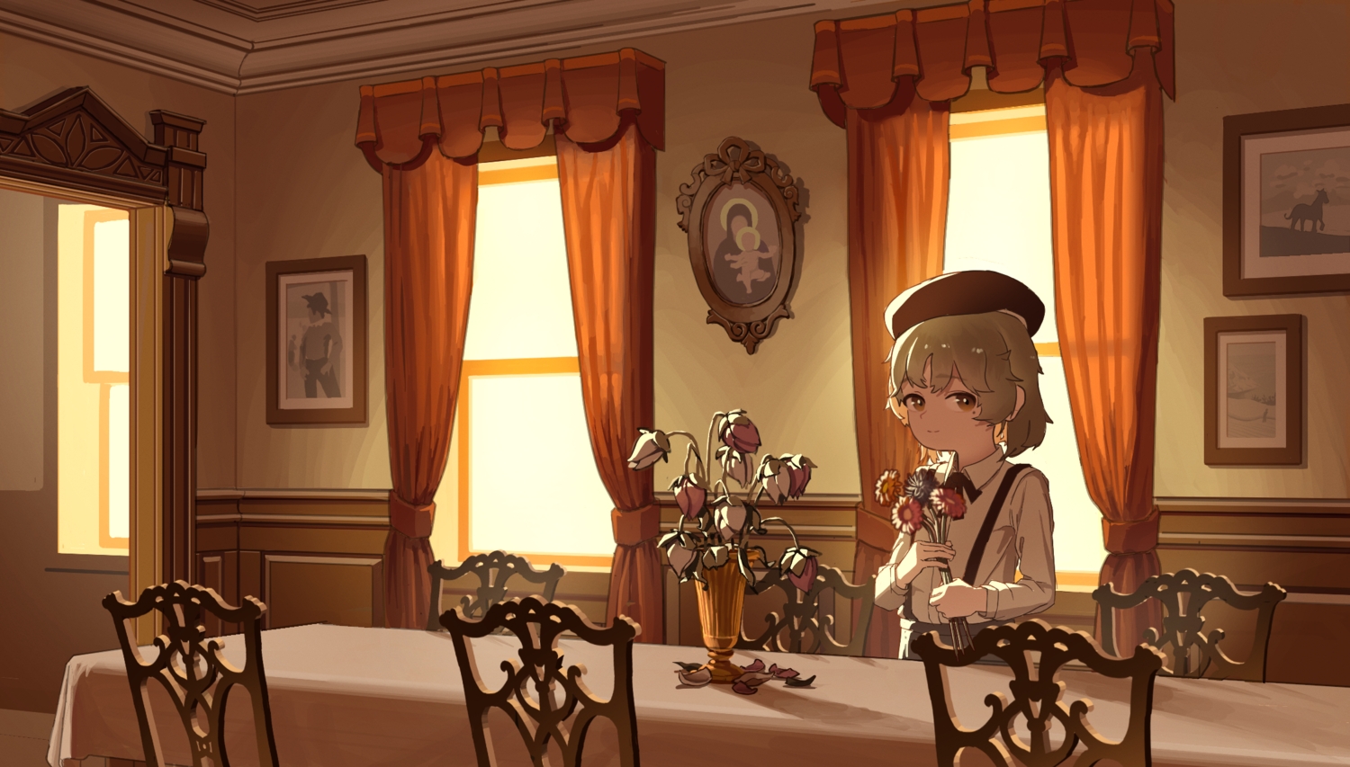 brown_eyes, brown_hair, flowers, hat, hatoba_tsugu, hatoba_tsugu_(channel), loli, oukayu