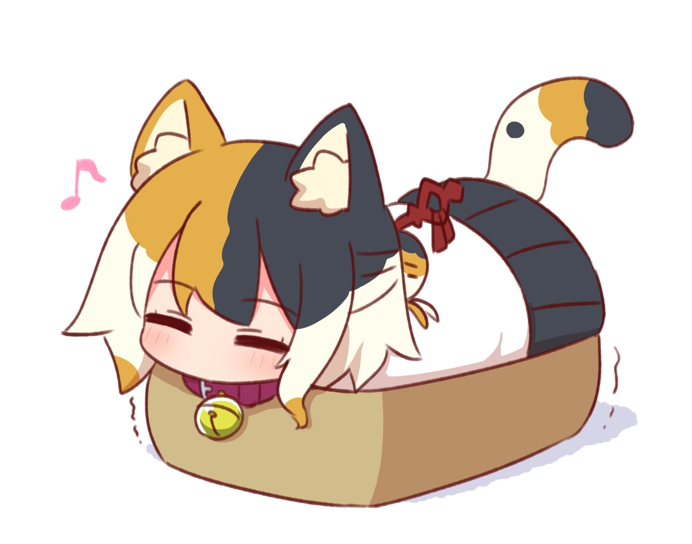 animal_ears, bell, blush, catgirl, chibi, collar, kemomimi-chan_(naga_u), music