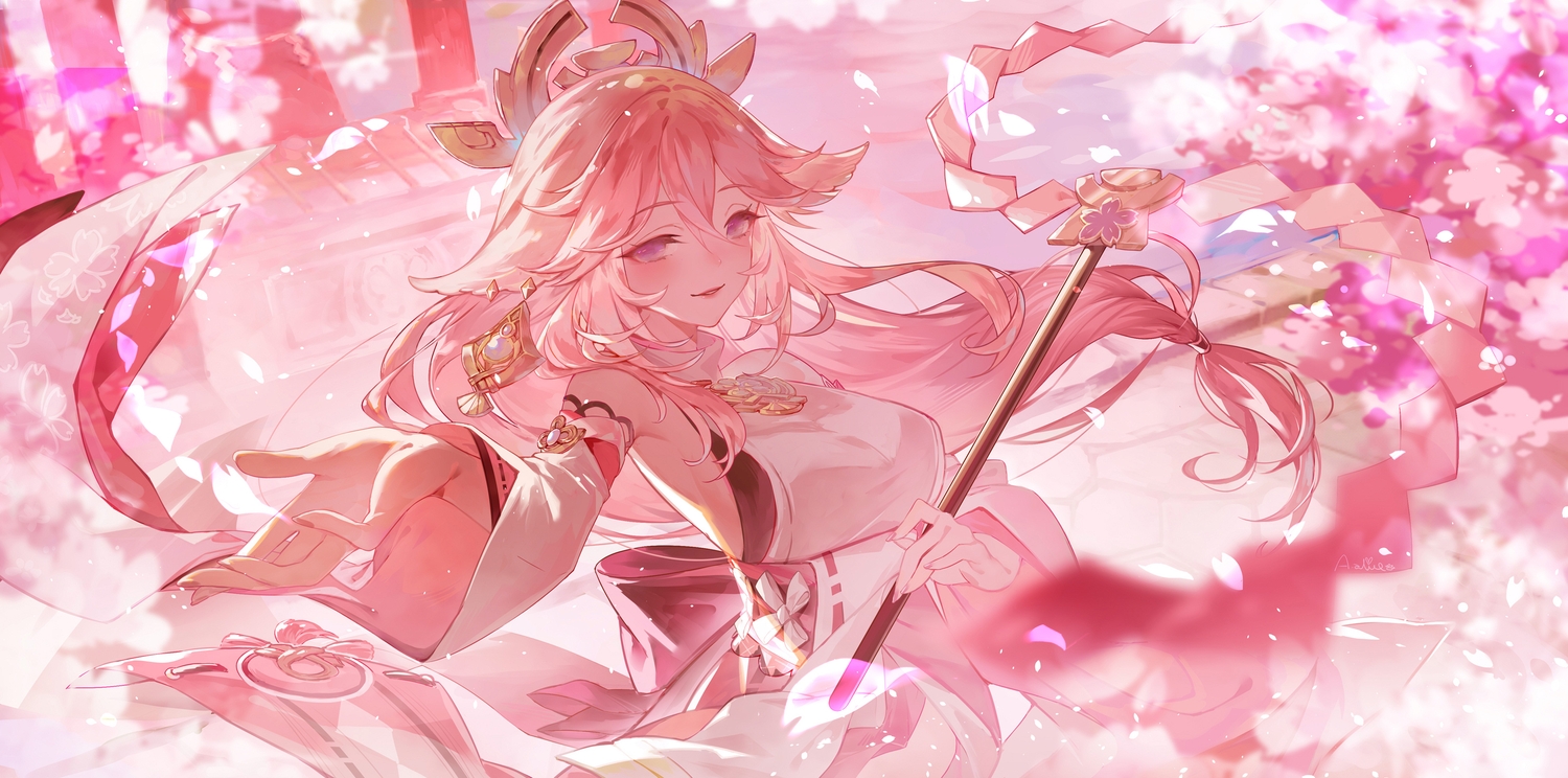 animal_ears, a-ton, blush, breasts, close, foxgirl, genshin_impact, japanese_clothes