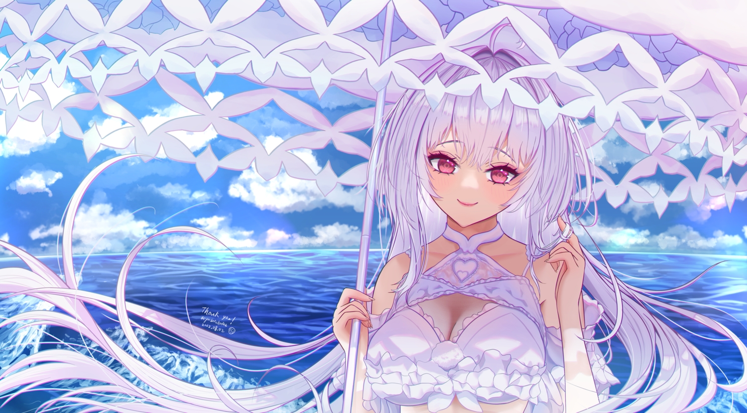 bikini, breasts, cleavage, clouds, dress, eeyoosekedooaat, fate/grand_order, fate_(series)