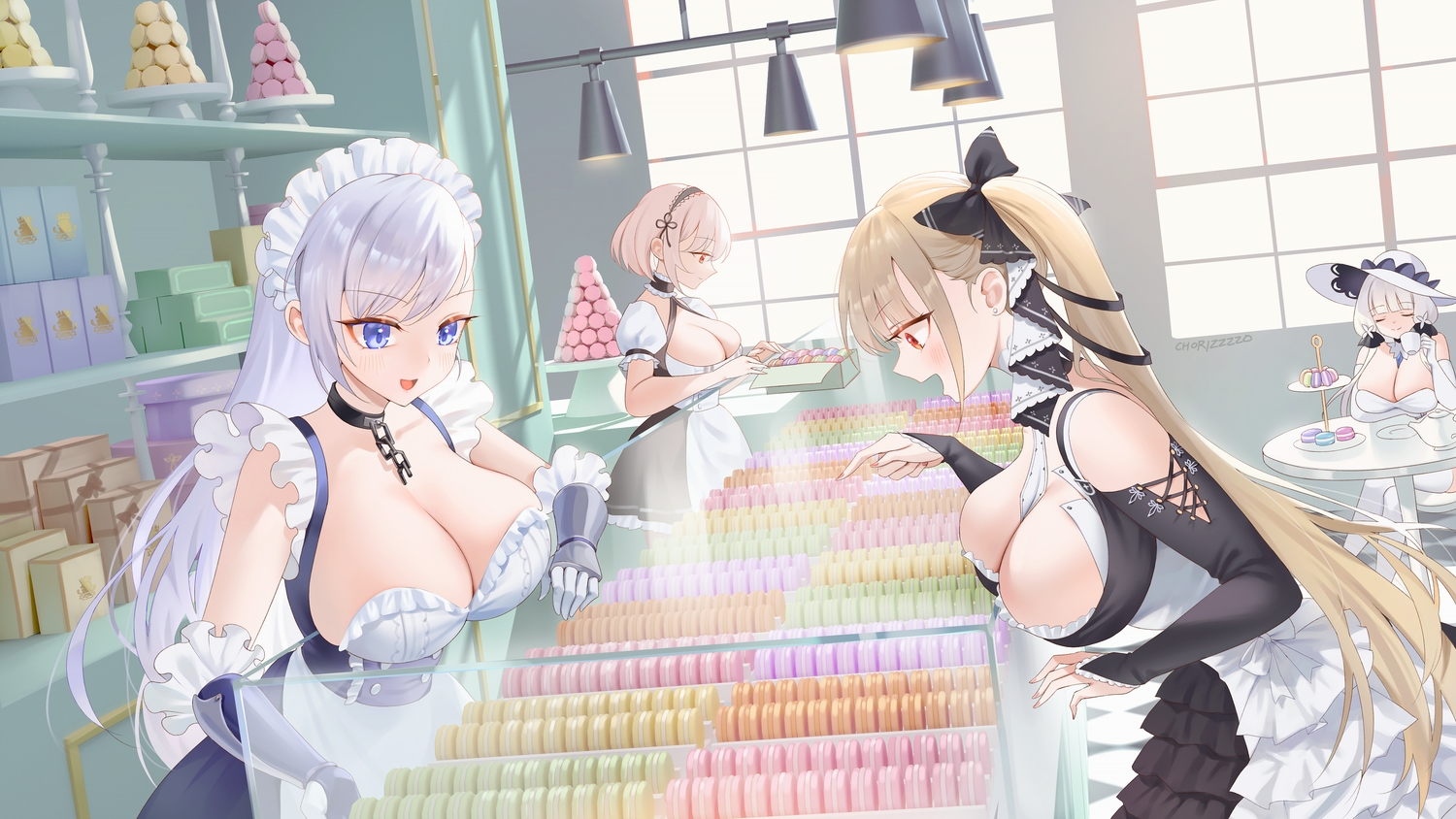 3d, anthropomorphism, apron, armor, azur_lane, belfast_(azur_lane), blue_eyes, blush