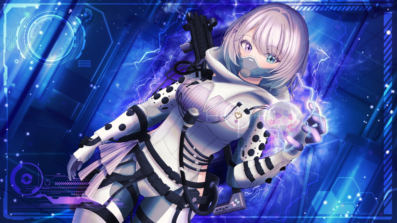 aliasing, amane_hina, apex_legends, bicolored_eyes, blue, bodysuit, braids, cosplay