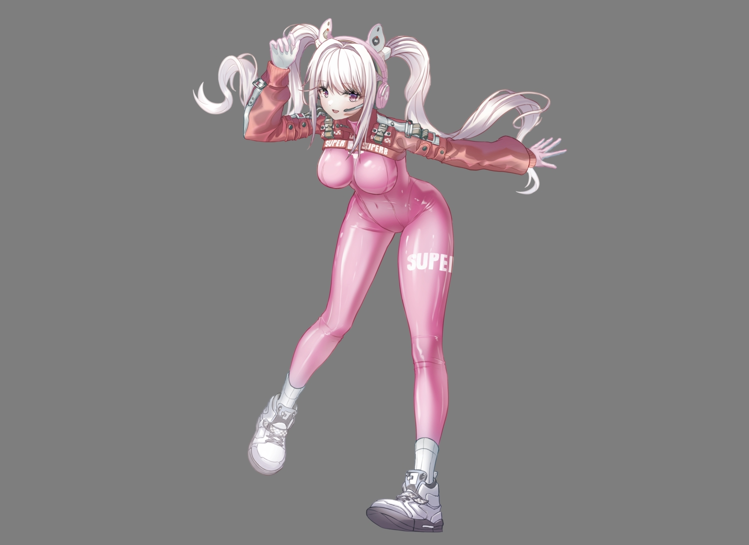 alice_(nikke), animal_ears, bodysuit, breasts, disgustingtokki, gloves, goddess_of_victory:_nikke, headphones