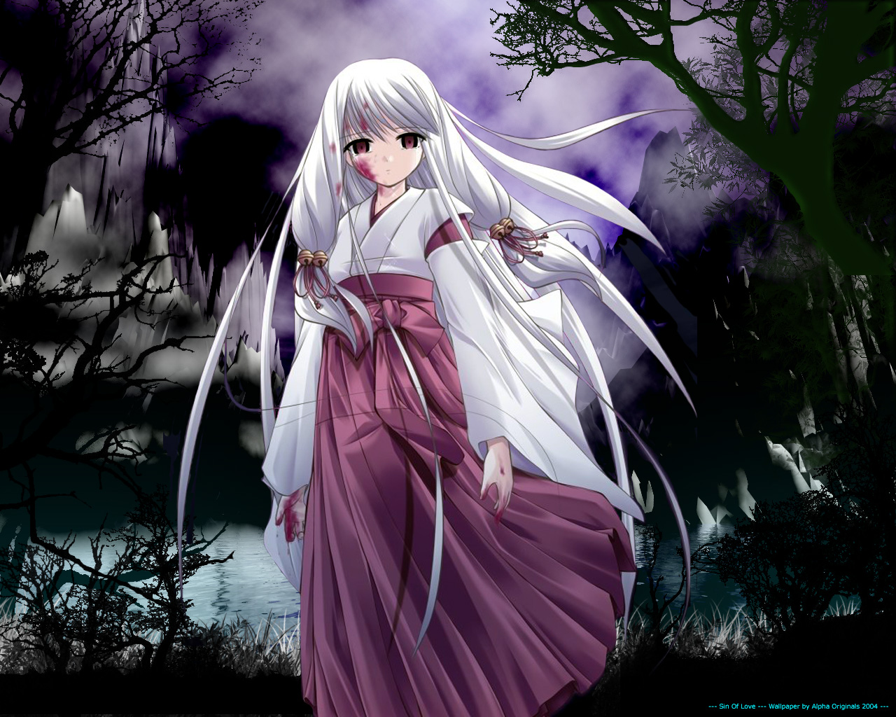 blood, japanese_clothes, miko, signed, tsukikagerou