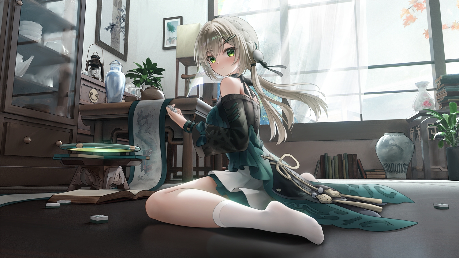 3d, book, braids, brown_hair, dress, green_eyes, honkai_(series), honkai:_star_rail